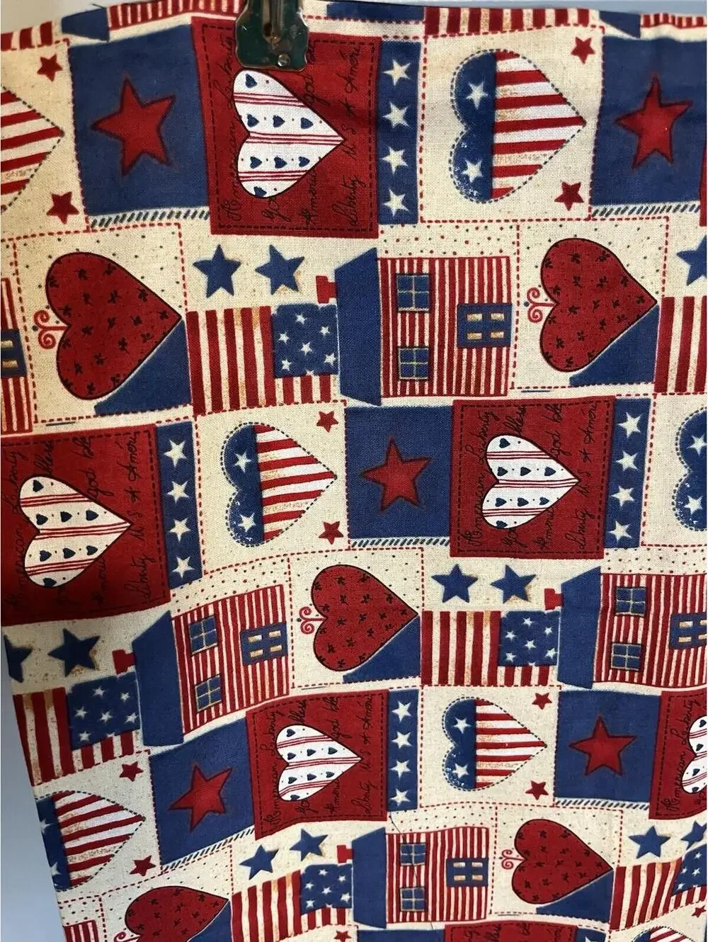 Vintage Handmade Red White Blue Flag Hearts Fabric Pillow Case S 90s patriotic